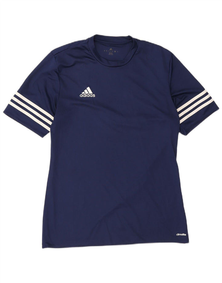 T-shirt Adidas Climalite da uomo Top medio in poliestere blu navy