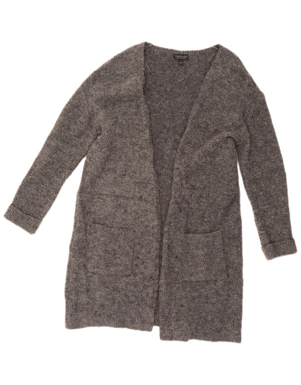 Maglione cardigan lungo oversize da donna Topshop UK 8 piccolo grigio screziato