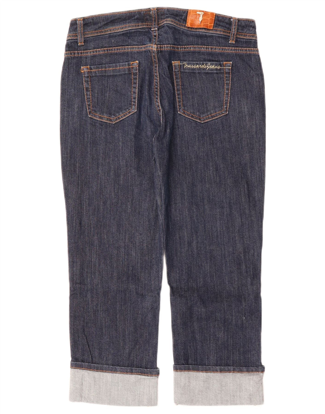 Jeans Capri Donna TRUSSARDI W29 L22 Blu Navy Cotone