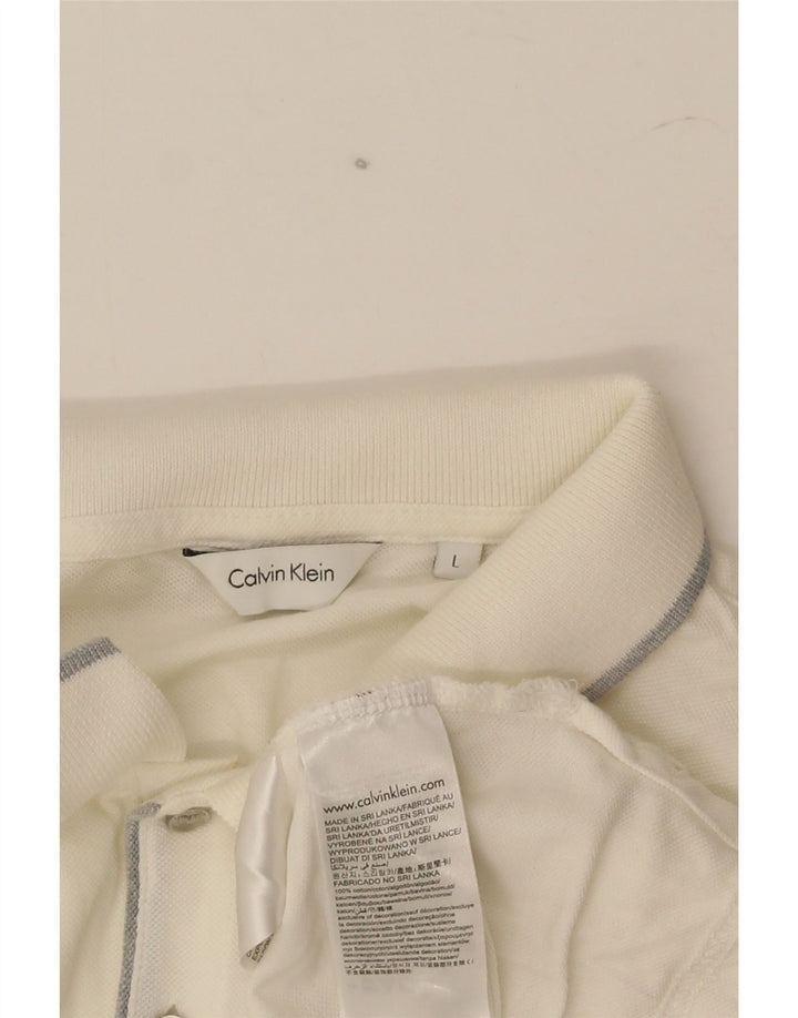 Polo da uomo Calvin Klein grande in cotone bianco