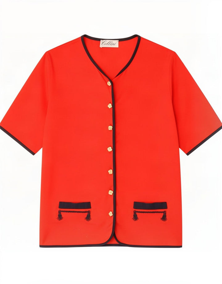 Camicetta da donna a maniche corte Cellini IT 42 Colorblock rosso medio