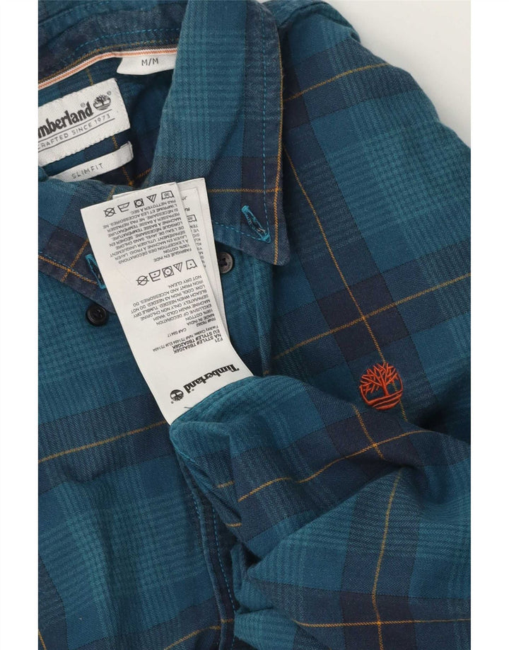 Camicia Timberland da uomo slim fit in cotone a quadri blu medio
