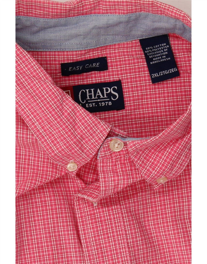 CHAPS Mens Easy Care Short Sleeve Shirt 2XL Pink Check Cotton Vintage Chaps and Second-Hand Chaps from Messina Hembry 