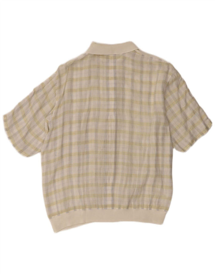 Camicia pullover a maniche corte da uomo Gran Sasso Lino a quadri bianco medio