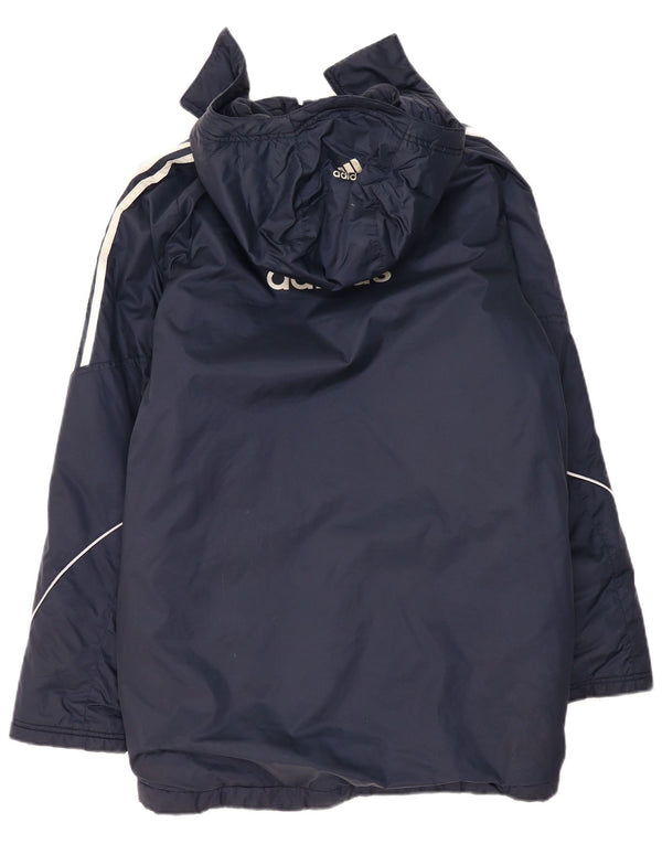 Cappotto imbottito con grafica grafica da uomo Adidas UK 36 Small poliestere blu navy
