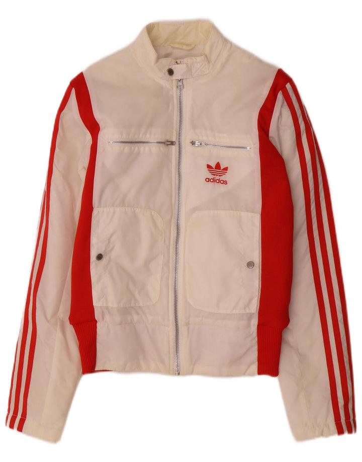 Giacca bomber da donna Adidas UK 8 Small Poliestere color block bianco