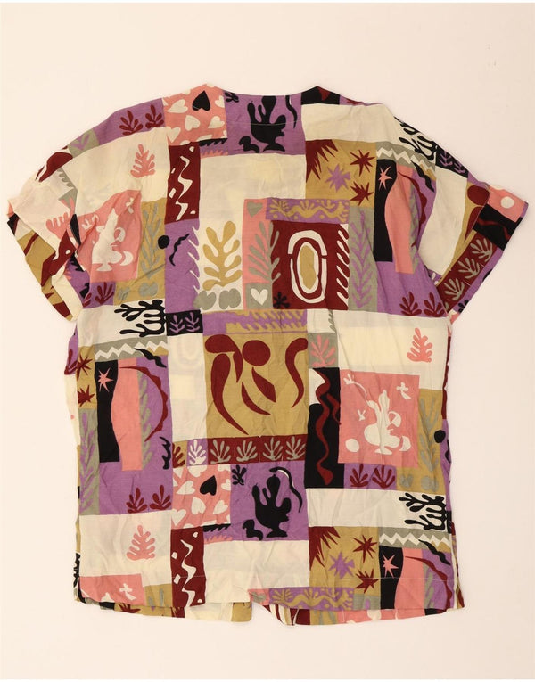 Camicia a maniche corte da donna Nina Camicetta UK 18 XL Patchwork multicolore