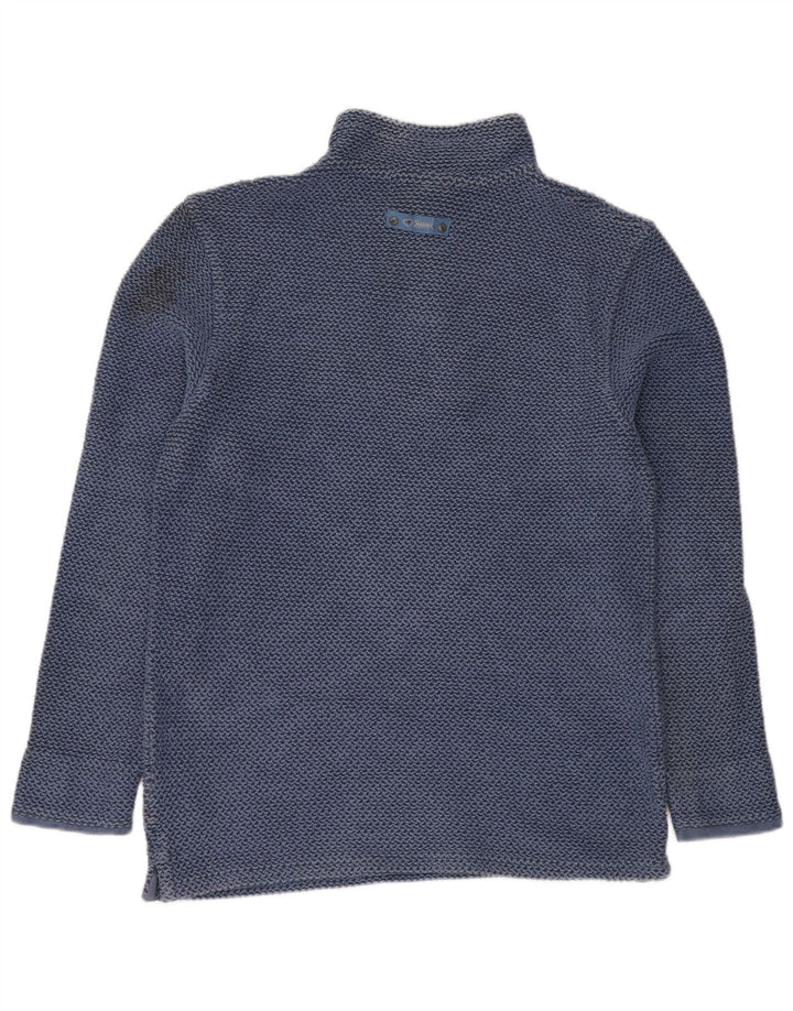 WEIRD FISH Felpa da uomo con collo con zip, maglione piccolo in cotone blu