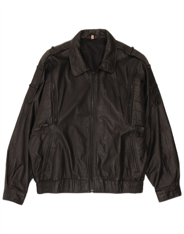 Giacca in pelle vintage da uomo Valentine UK 42 XL in pelle nera