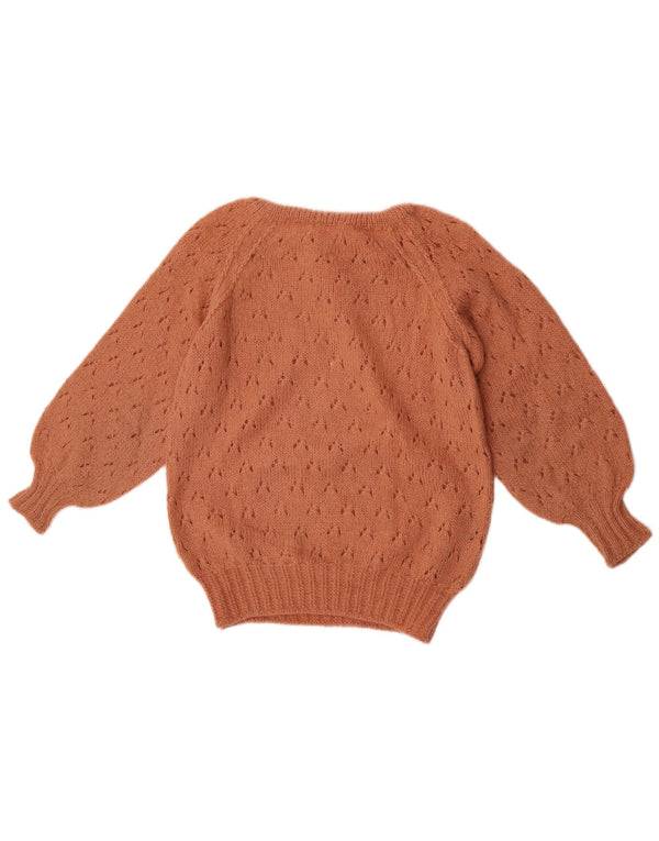 Maglione maglione vintage da donna con scollo a barca UK 12 Rosa medio