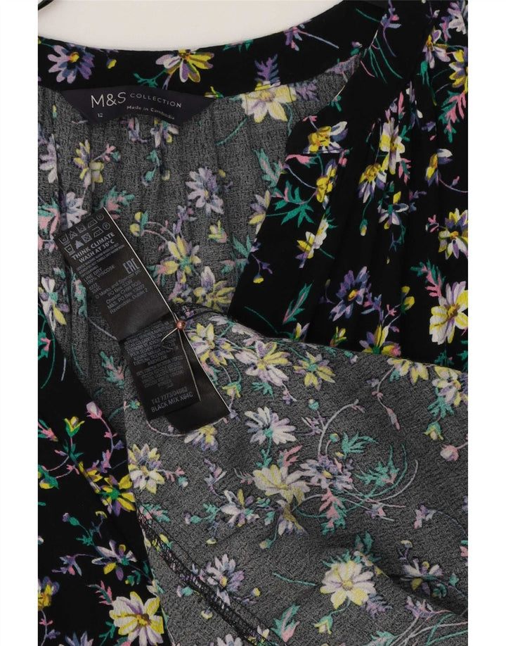 Abito lungo da donna Marks & Spencer UK 12 Viscosa floreale nera media