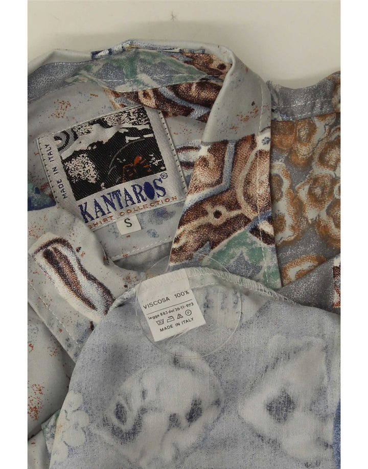 Camicia Kantaros Uomo Piccola Patchwork Blu In Viscosa