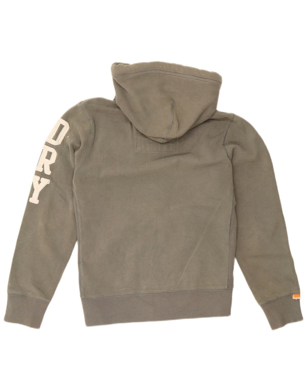 Maglione con cappuccio e zip grafica da uomo SUPERDRY XL in cotone kaki
