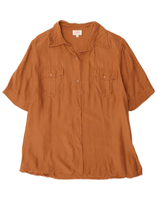 Cherie Camicetta da donna a maniche corte IT 48 XL Seta marrone