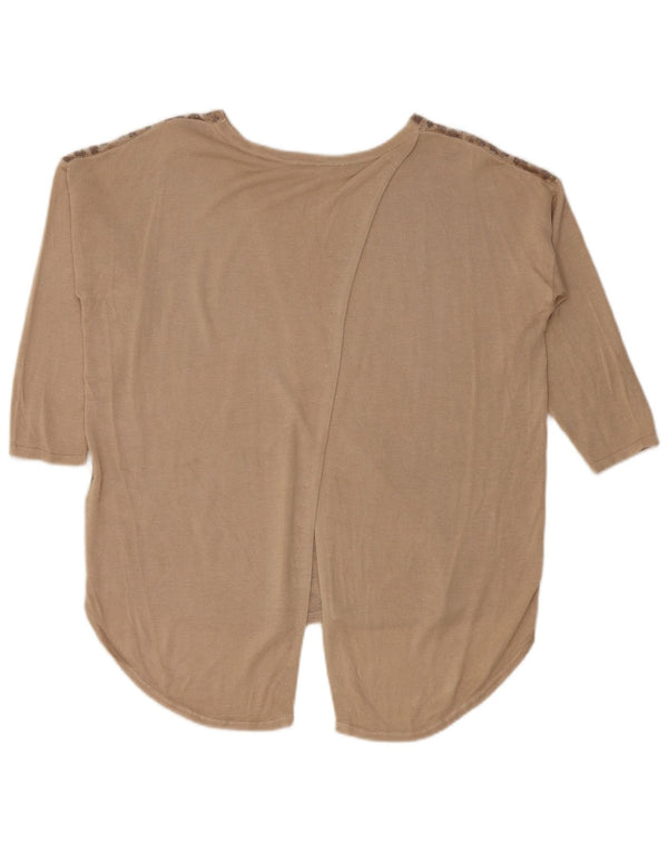 Oasis Maglione da donna con scollo a barca con maniche a 3/4 UK 10 Piccolo Beige