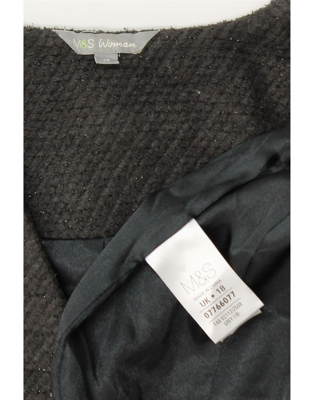 Soprabito aperto da donna Marks & Spencer UK 18 XL poliestere grigio