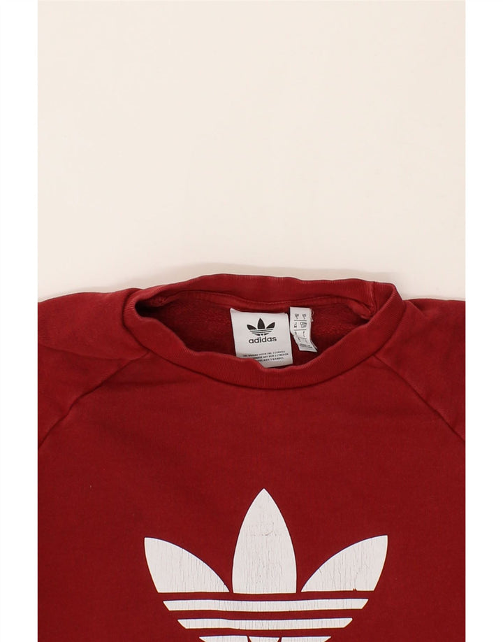 ADIDAS Mens Graphic Sweatshirt Jumper Small Red Cotton Vintage Adidas and Second-Hand Adidas from Messina Hembry 