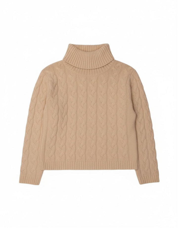 Maglione maglione collo alto da donna Marco Pecci UK 10 piccolo lana bianco sporco