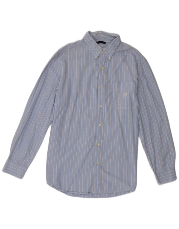 Camicia Uomo Chaps Large Blu Gessato In Cotone