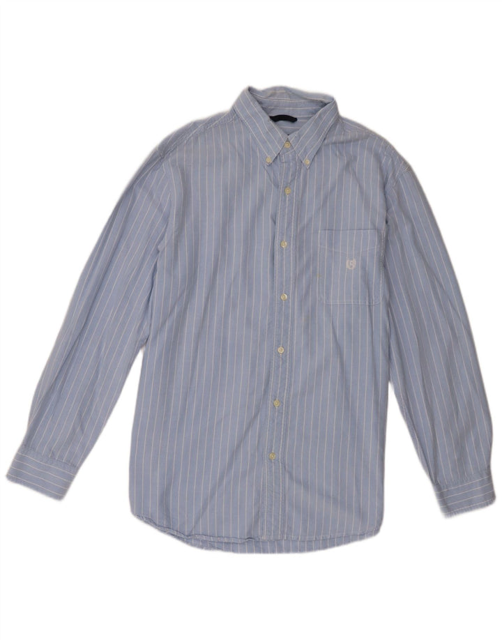 Camicia Uomo Chaps Large Blu Gessato In Cotone