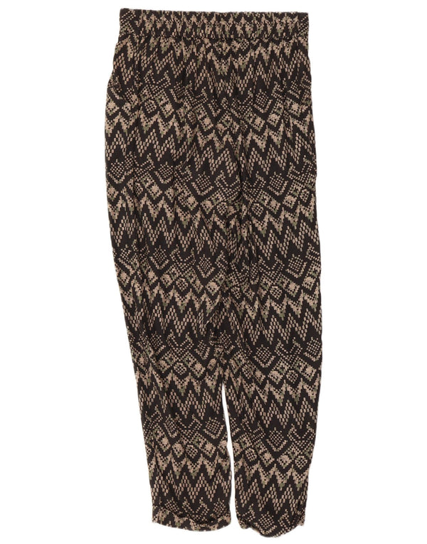MONSOON Pantaloni casual da donna UK 10 Small W28 L27 Nero geometrico