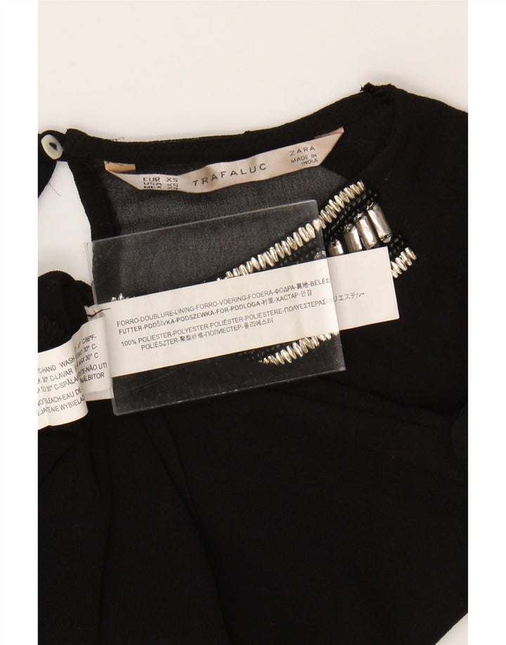 ZARA Womens Blouse Top UK 6 XS Black Polyester Vintage Zara and Second-Hand Zara from Messina Hembry 