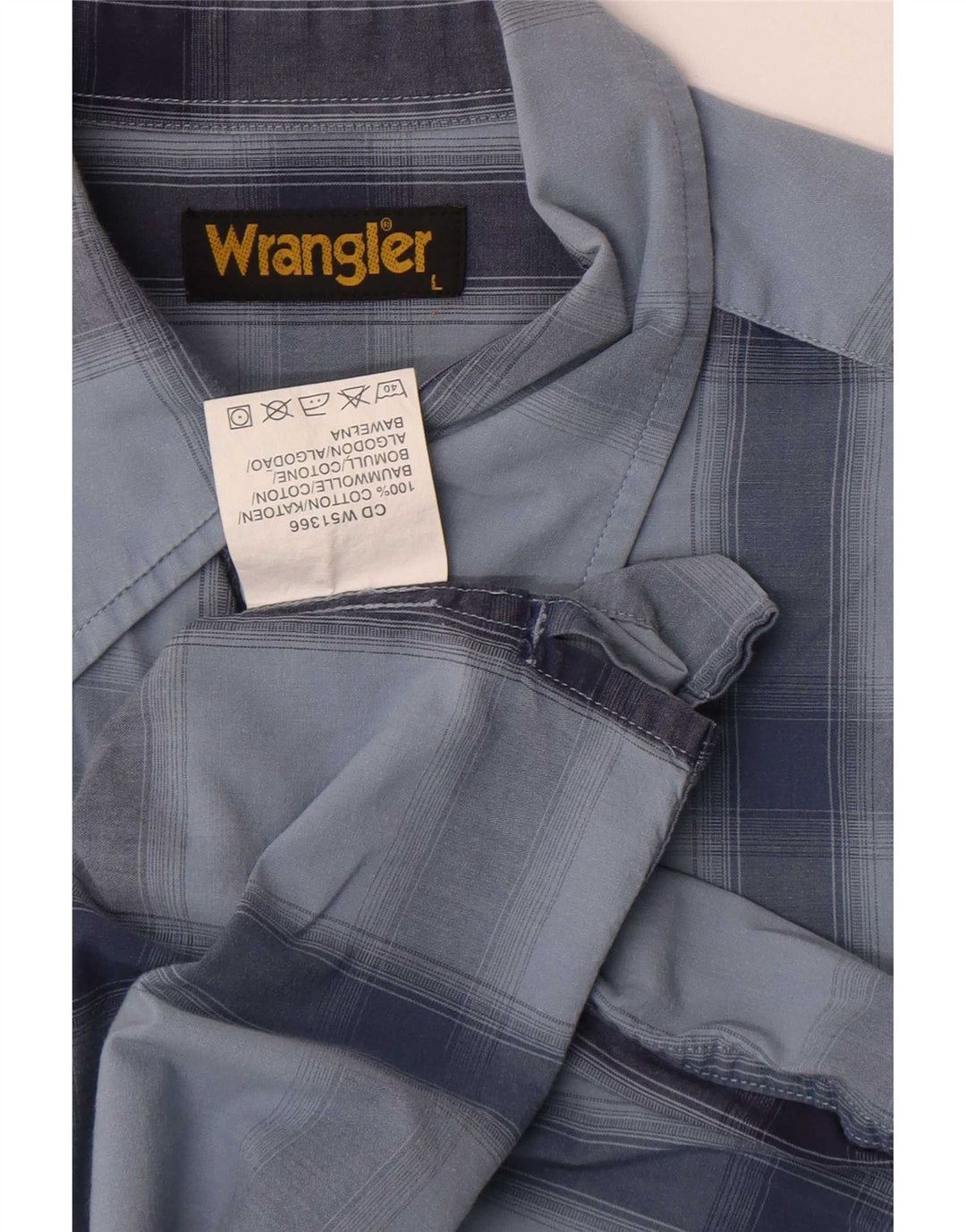 Camicia a maniche corte da uomo Wrangler in cotone a quadri blu grandi
