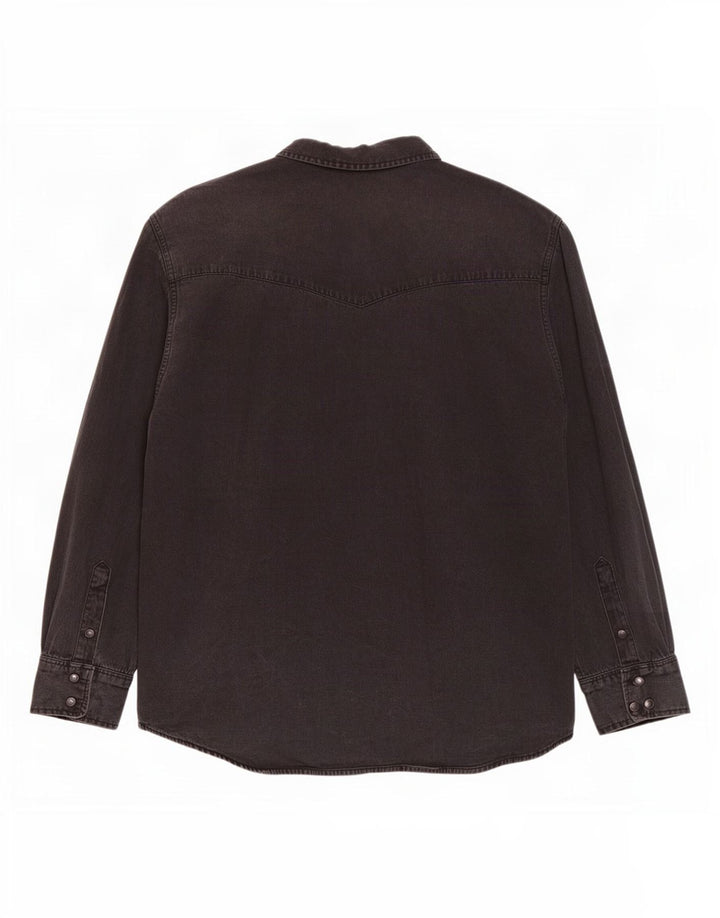 Camicia di jeans da uomo Lee grande in cotone nero