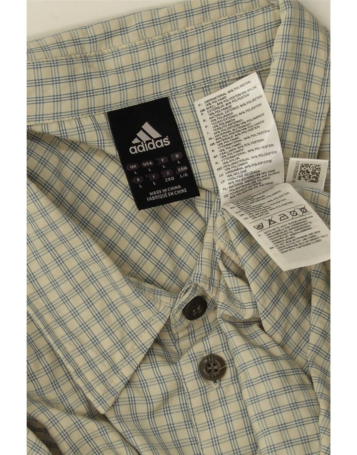 Camicia da uomo Adidas Large in poliestere a quadri beige