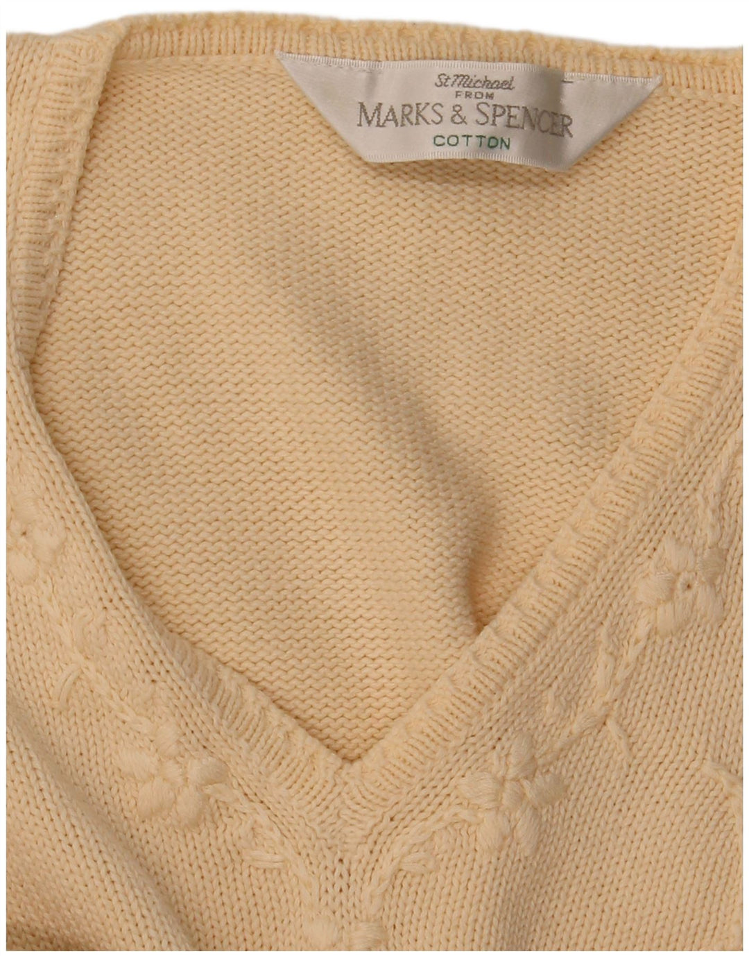 Maglione con scollo a V da donna Marks & Spencer UK 12 Beige medio floreale