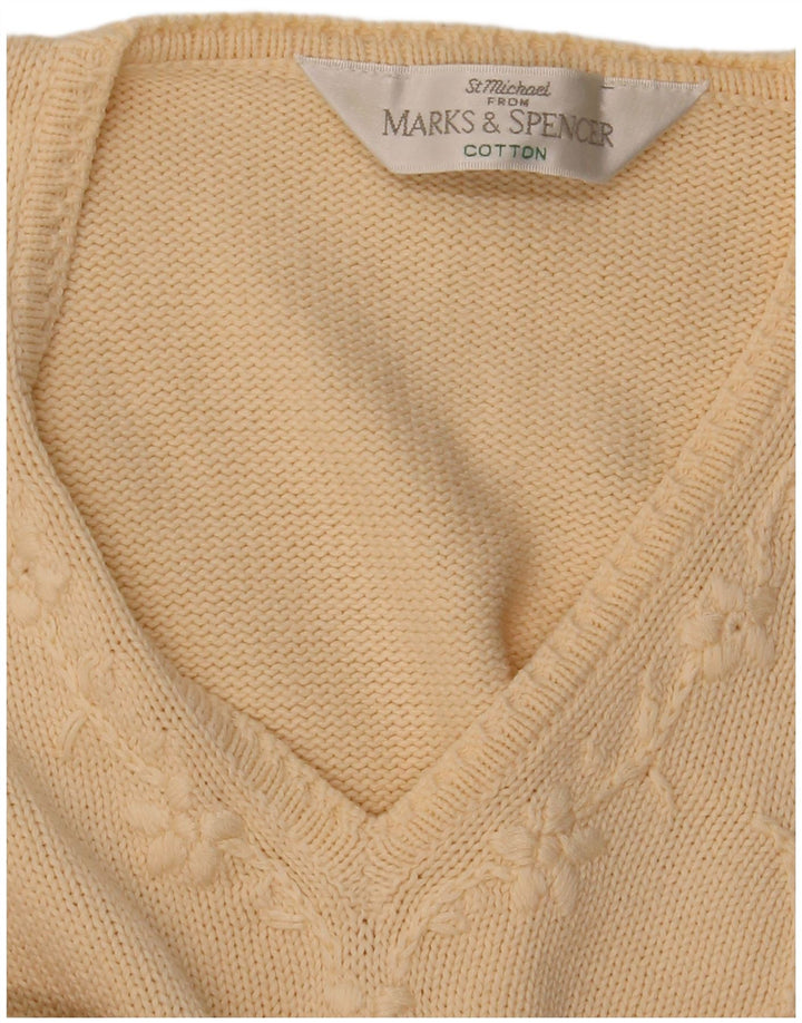Maglione con scollo a V da donna Marks & Spencer UK 12 Beige medio floreale
