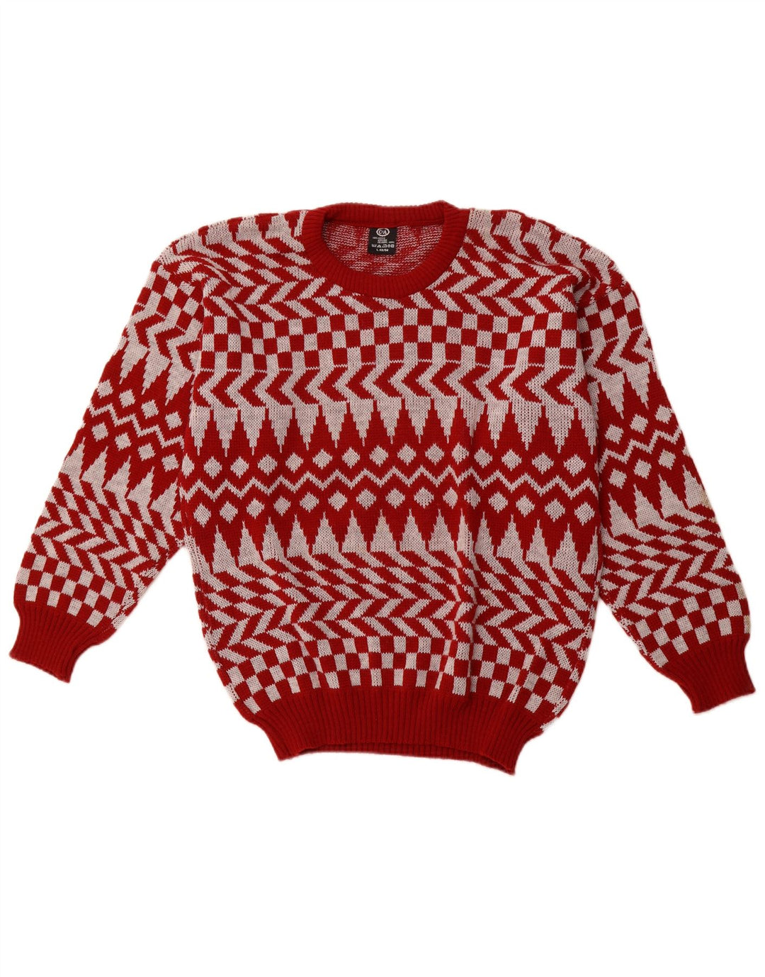 C&A Maglione da uomo girocollo grande acrilico geometrico rosso