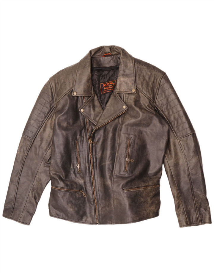Giacca da motociclista in pelle da uomo MDM UK 42 XL Pelle grigia
