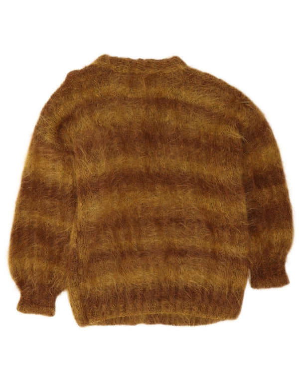 Maglione cardigan da donna vintage UK 20 2XL a righe kaki