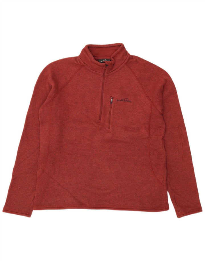 Felpa da uomo con collo con zip Eddie Bauer, maglione medio bordeaux screziato
