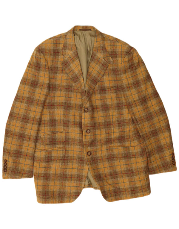 ETRO Mens 3 Button Blazer Jacket UK 40 Large Beige Check Wool