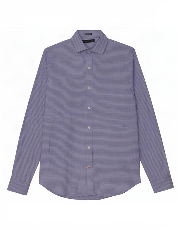 Camicia slim fit da uomo Tommy Hilfiger taglia 15 1/2 cotone gessato blu medio