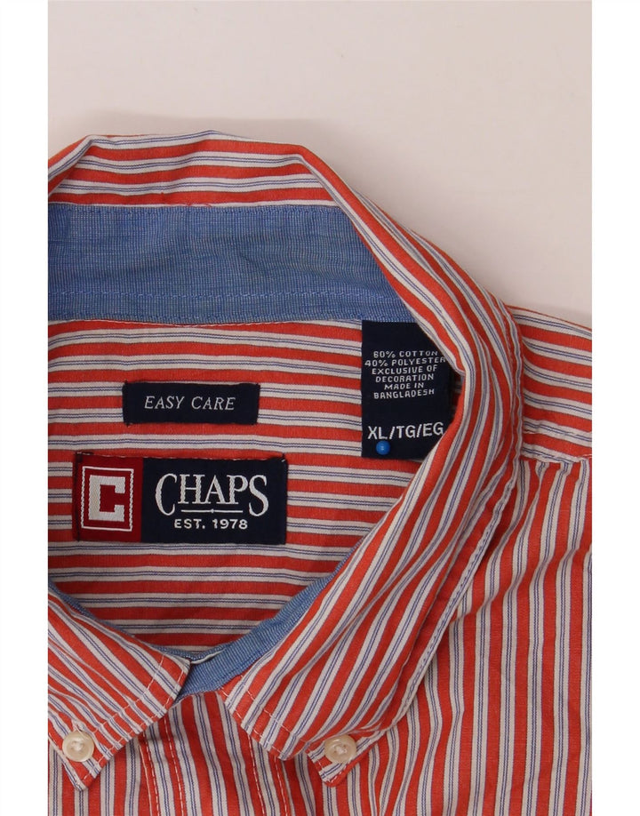 CHAPS Mens Big & Tall Shirt XL Red Striped Cotton Vintage Chaps and Second-Hand Chaps from Messina Hembry 