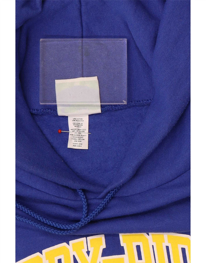 Maglione con cappuccio grafico da uomo Champion in cotone blu medio