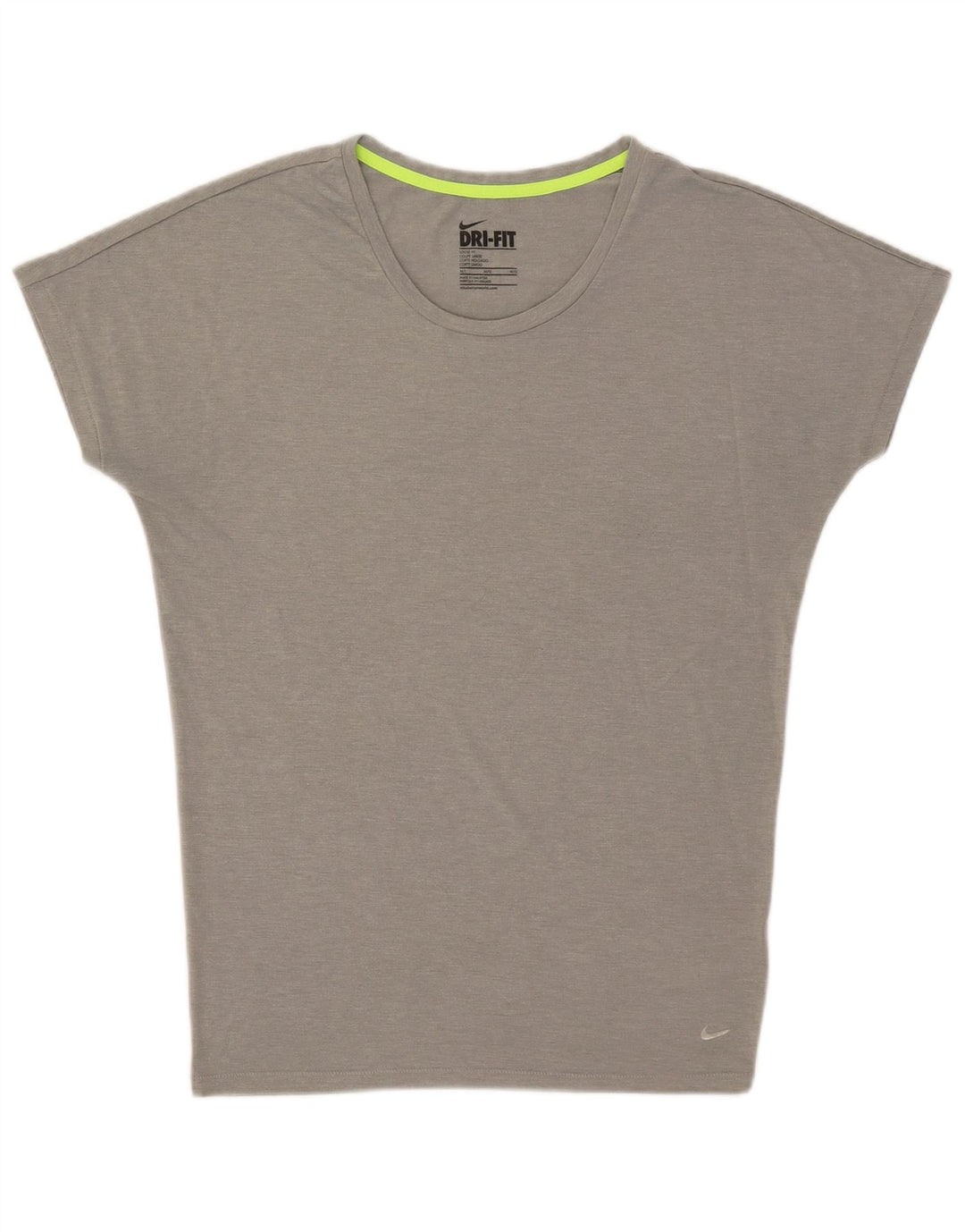 T-shirt Nike Dri Fit da donna dal taglio ampio, top in poliestere chiazzato grigio medio