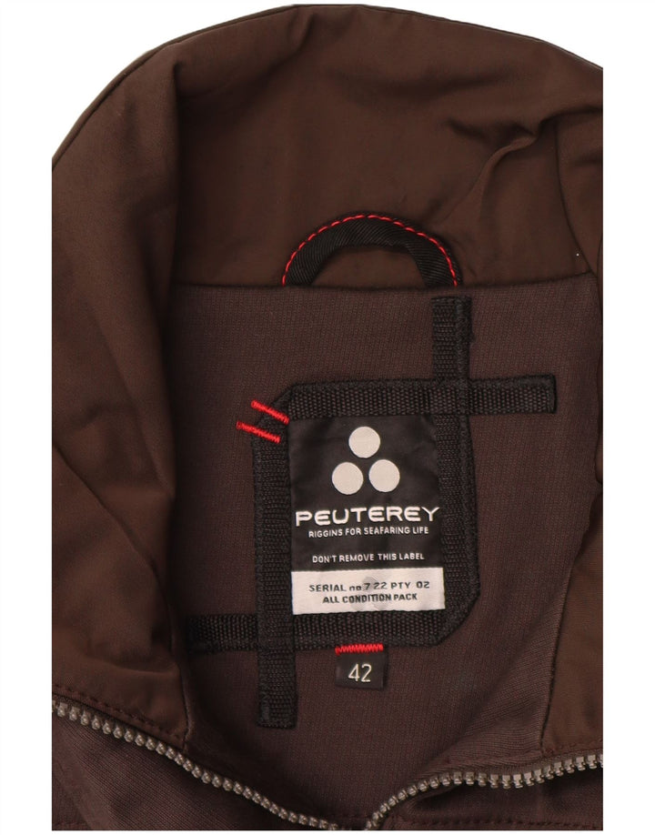 PEUTEREY Womens Bomber Jacket IT 42 Medium Brown Cotton