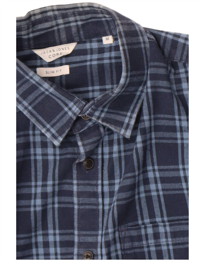 Camicia da uomo slim fit in flanella Jack & Jones a quadri blu navy medio