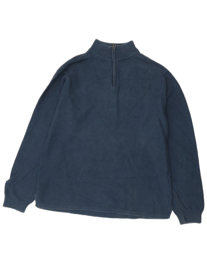 Maglione da uomo con zip e collo Izod, grande, in cotone blu