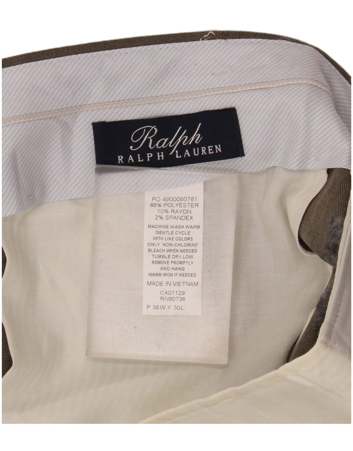 Pantaloni da abito dritti da uomo Ralph Lauren W36 L30 Poliestere beige