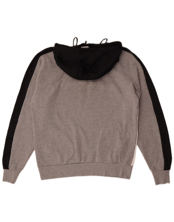 Ellesse, maglione da uomo con cappuccio grafico con zip e collo, grande, in cotone color block grigio