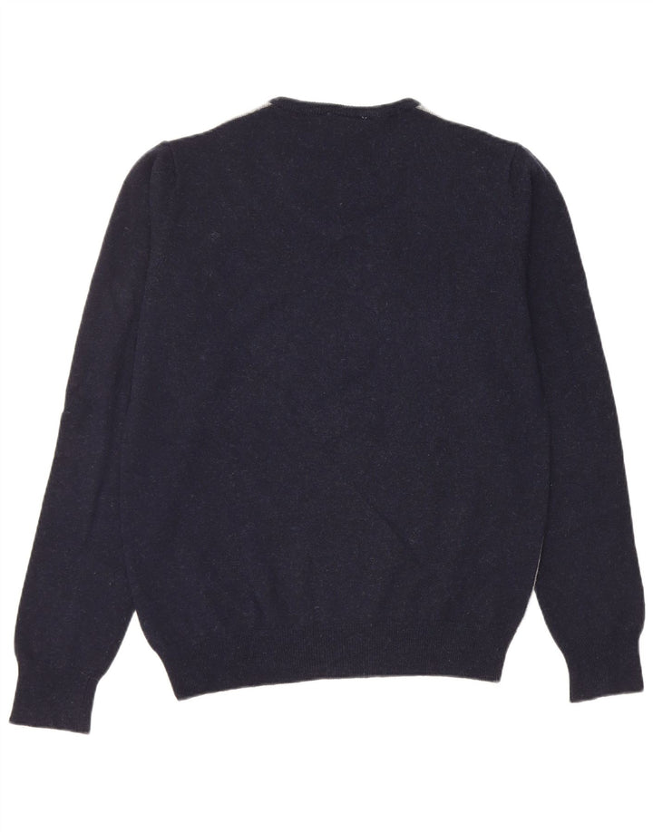 Maglione Fila da uomo con scollo a V, grande, in lana d'agnello color block blu navy