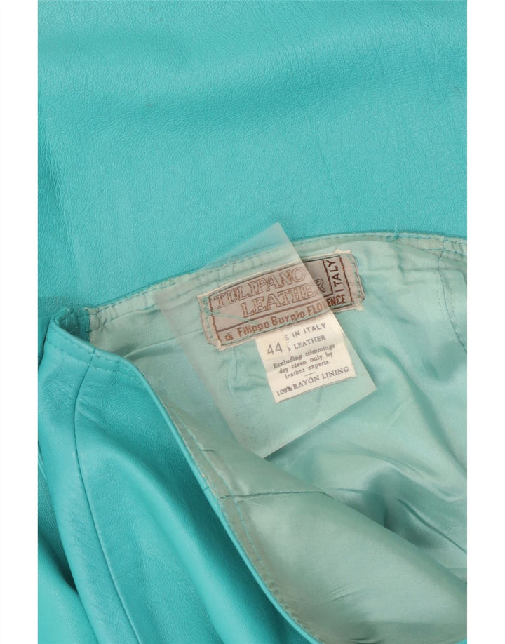 Gonna in pelle da donna vintage IT 44 media W28 in pelle turchese