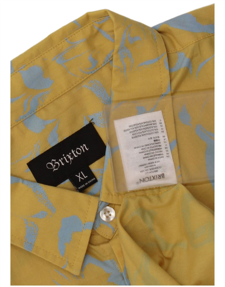 Camicia a maniche corte da uomo con motivo astratto Brixton XL in cotone giallo