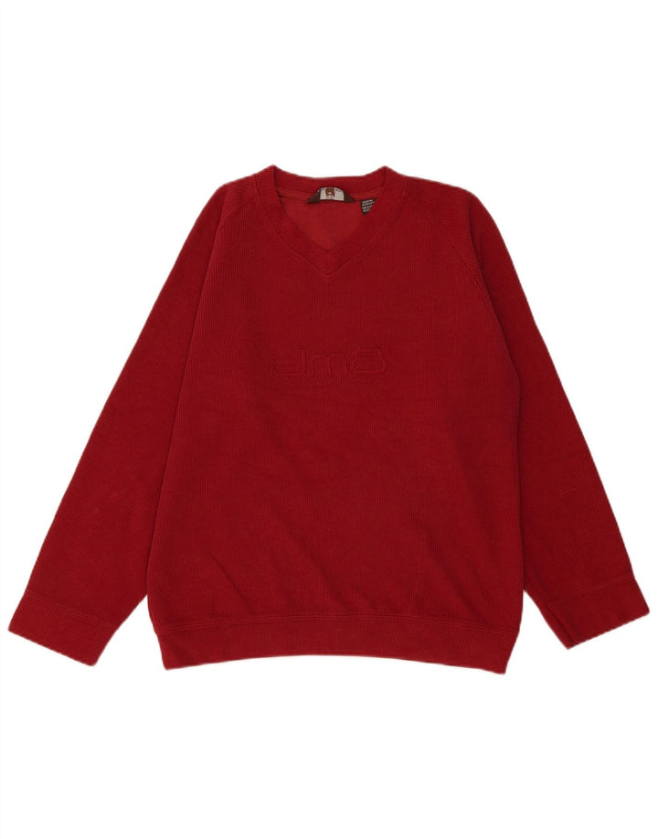 Maglione Zara da uomo con scollo a V grafico in cotone rosso medio