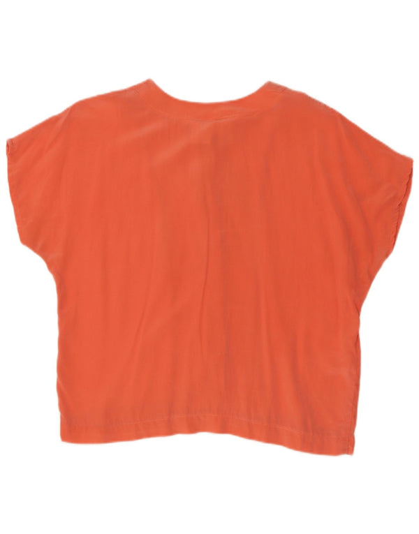 Camicetta camicia a maniche corte da donna vintage UK 14 grande seta arancione